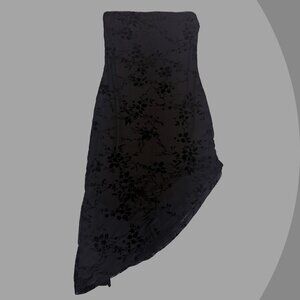 Black Floral Embroidered Strapless Dress, Size 00